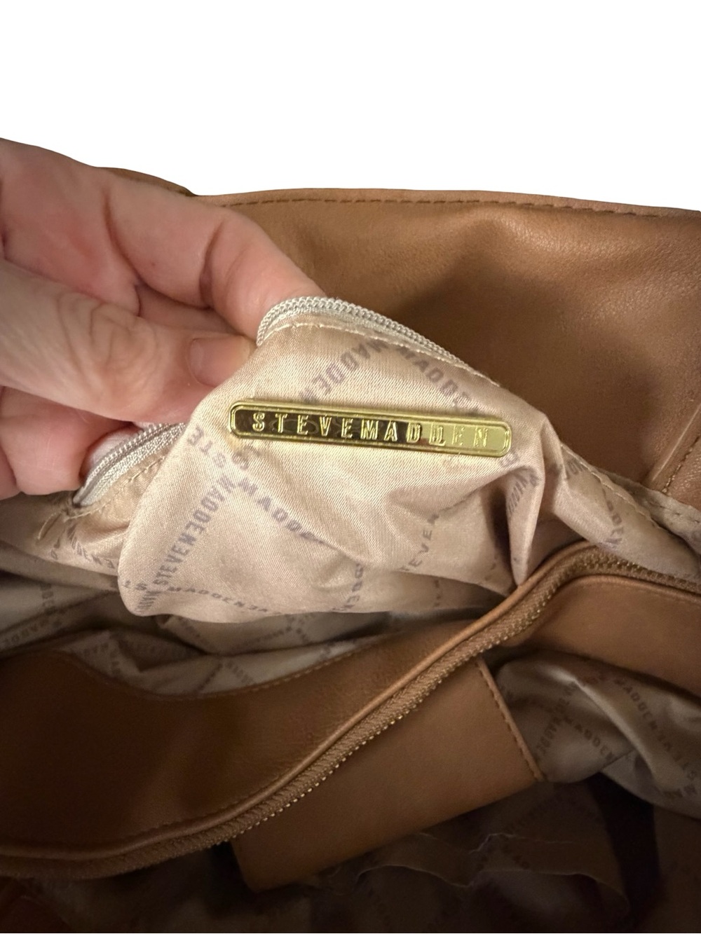 Steve Madden Tan Quilted Tote with Detachable Pouch - Picture 2 of 13